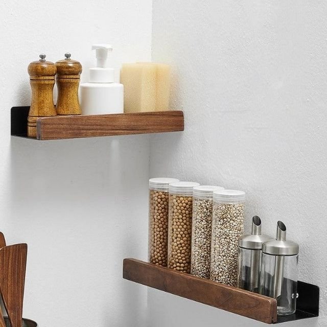 Badkamer wandplank van massief hout – Zonder boren, natuurlijk design | Sansoti 0