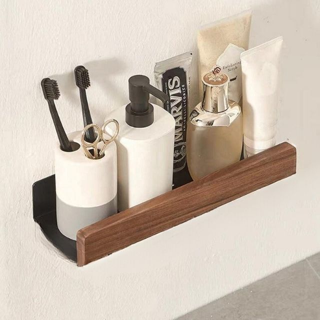 Badkamer wandplank van massief hout – Zonder boren, natuurlijk design | Sansoti 1