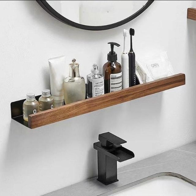 Badkamer wandplank van massief hout – Zonder boren, natuurlijk design | Sansoti 3