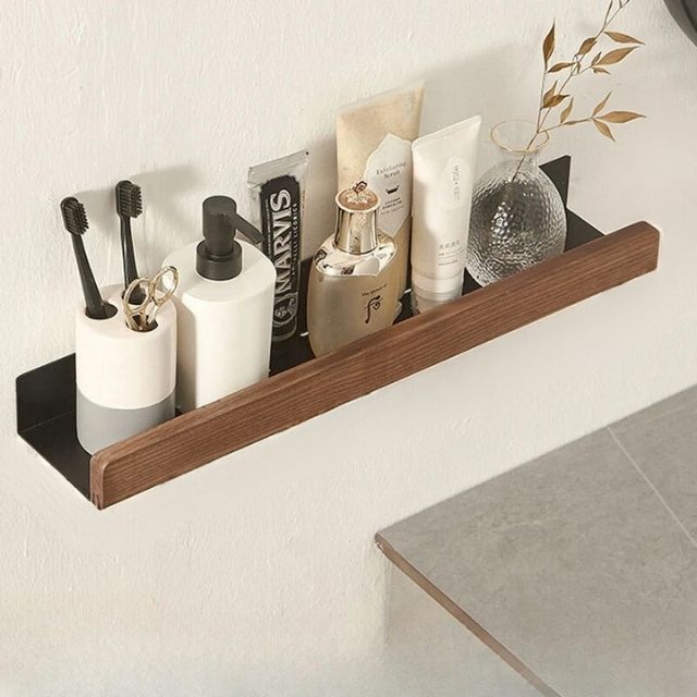 Badkamer wandplank van massief hout – Zonder boren, natuurlijk design | Sansoti 4