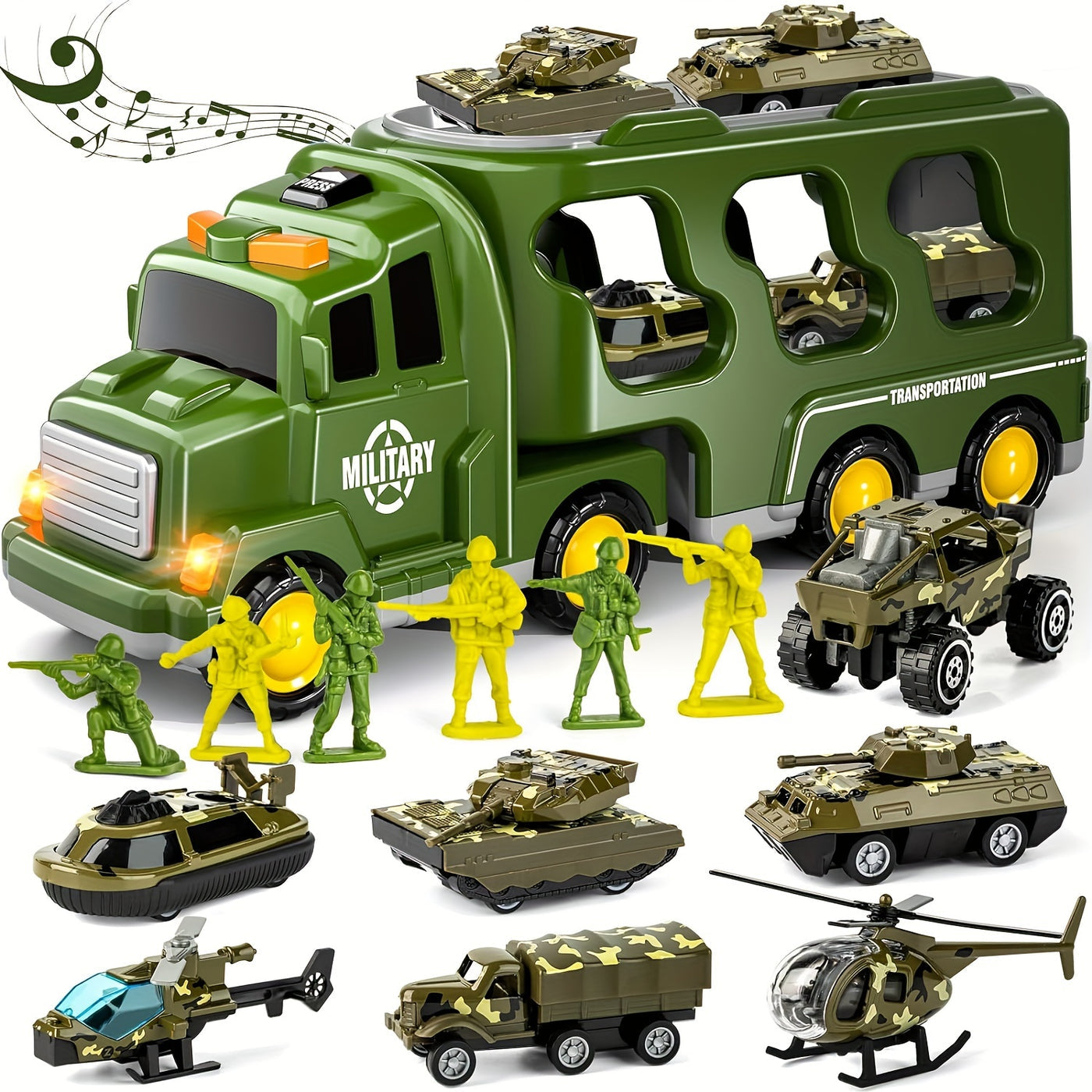 ActionTroop Militair Speelgoedset – 14-in-1 Vrachtwagen, Tanks & Geluid