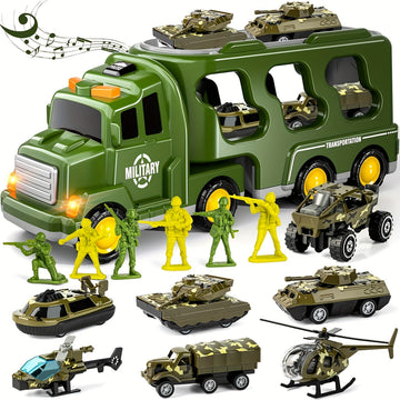 ActionTroop Militair Speelgoedset – 14-in-1 Vrachtwagen, Tanks & Geluid