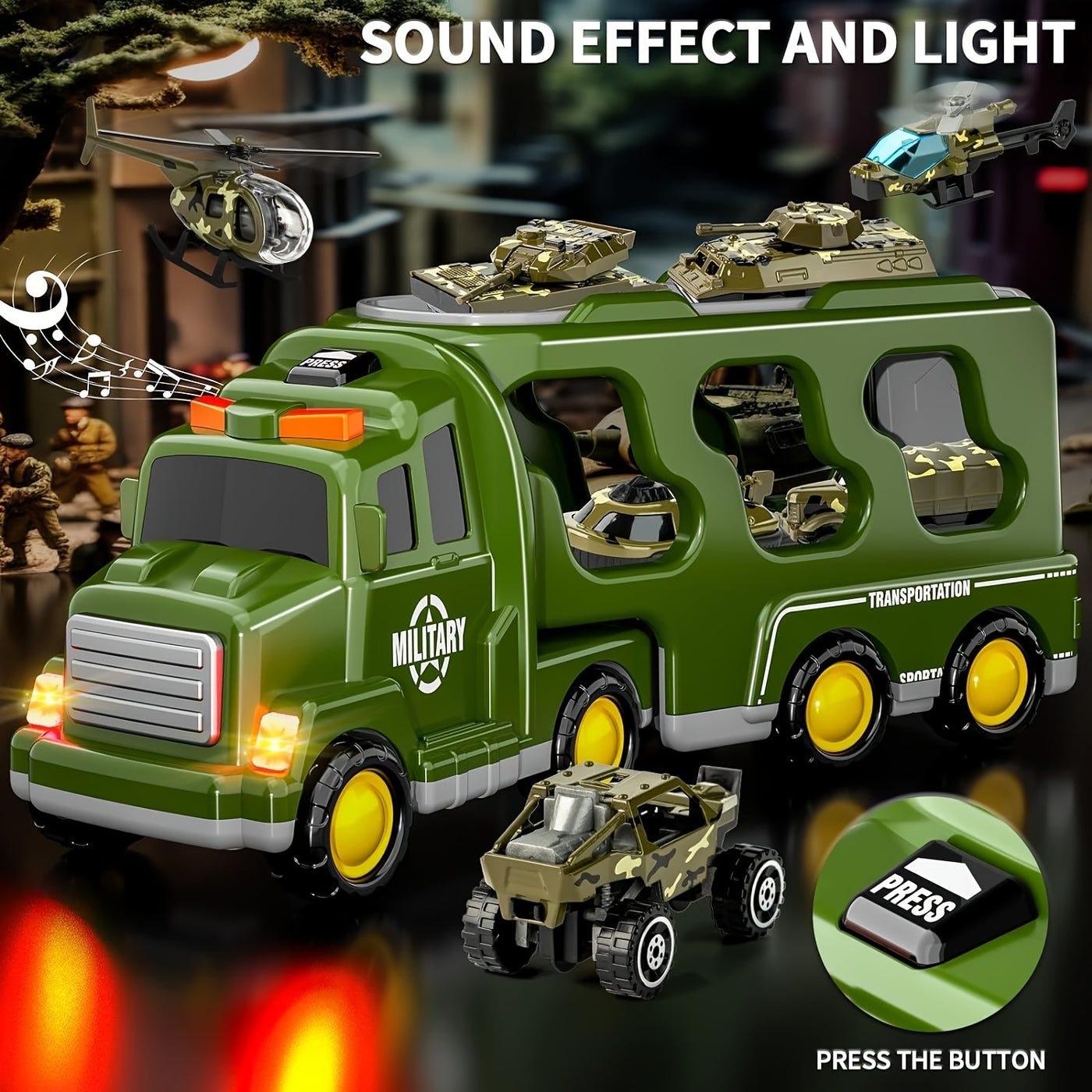 ActionTroop Militair Speelgoedset – 14-in-1 Vrachtwagen, Tanks & Geluid