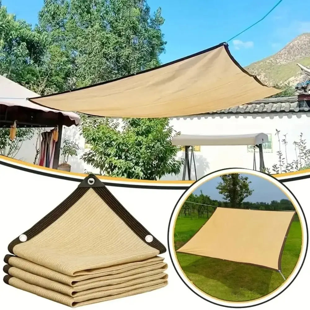 Beige Zonnescherm Net met 90% UV-bescherming voor Tuin, Duurzaam HDPE 0