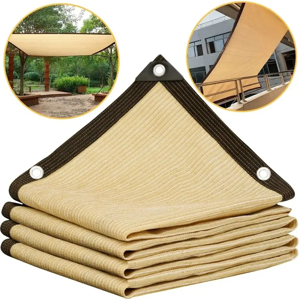 Beige Zonnescherm Net met 90% UV-bescherming voor Tuin, Duurzaam HDPE 1