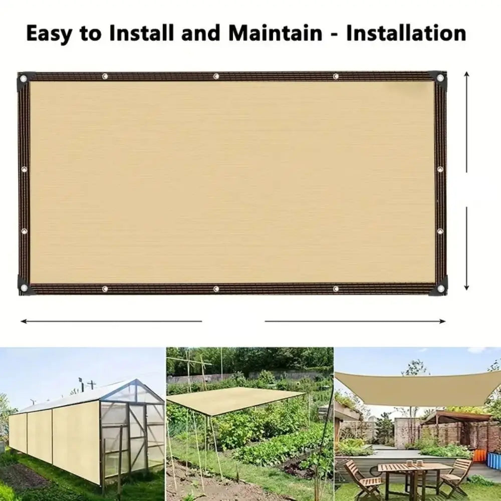 Beige Zonnescherm Net met 90% UV-bescherming voor Tuin, Duurzaam HDPE 4