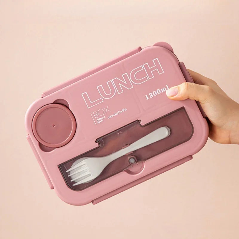 Bento Lunchbox 1300ML – Lunchbox met Bestek & Sauskom (BPA-vrij) 2
