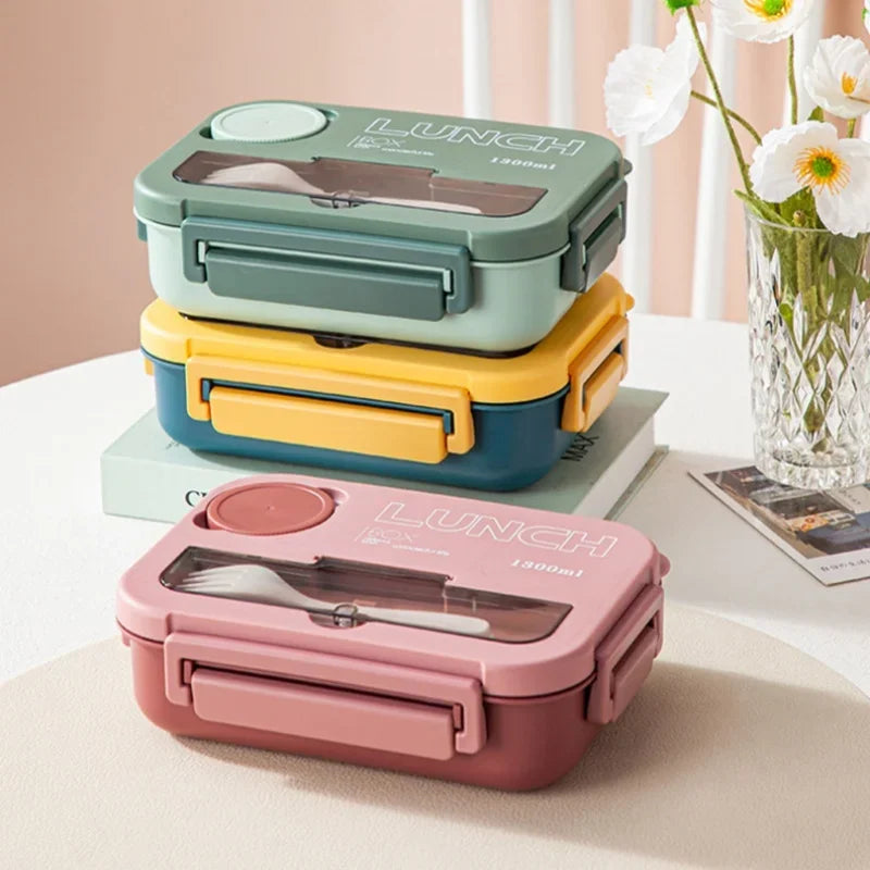 Bento Lunchbox 1300ML – Lunchbox met Bestek & Sauskom (BPA-vrij) 3