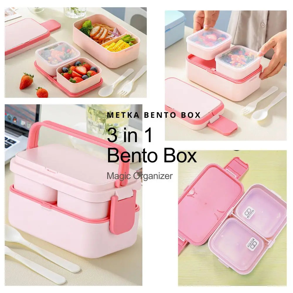 Bentobox voor kinderen – 2 lagen met 1780 ml inhoud en bestek 5