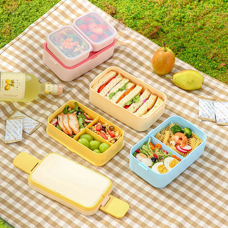 Bentobox voor kinderen – 2 lagen met 1780 ml inhoud en bestek 7