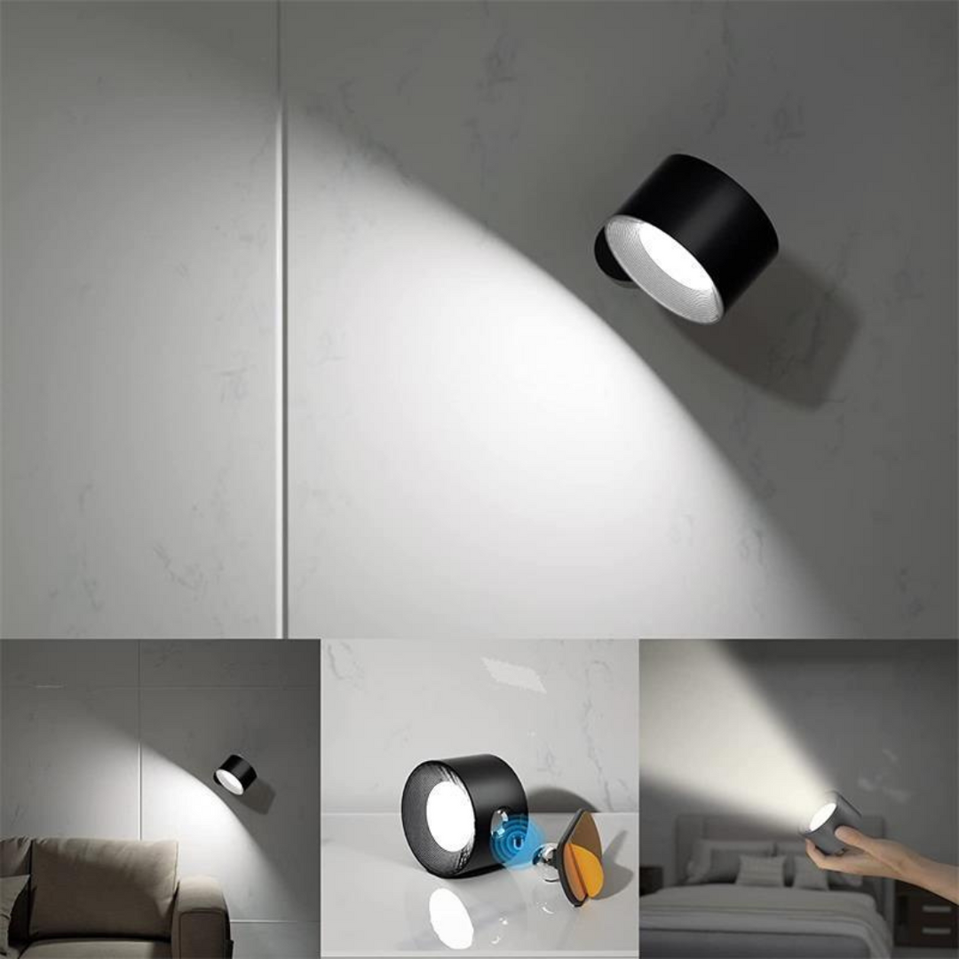 LumaSphere Draadloze Wandlamp – USB-Oplaadbaar, 360° Draaibaar &amp; Touch Bediening LED Verlichting