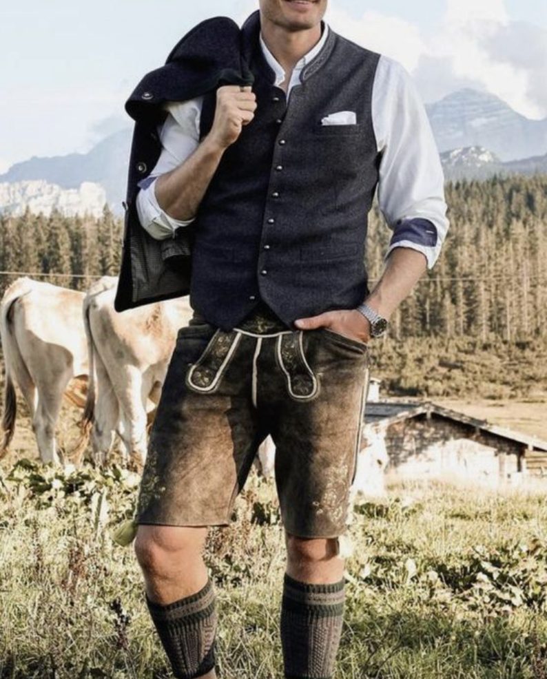 Alpenkraft – Authentieke lederhose heren met borduursels – Oktoberfest