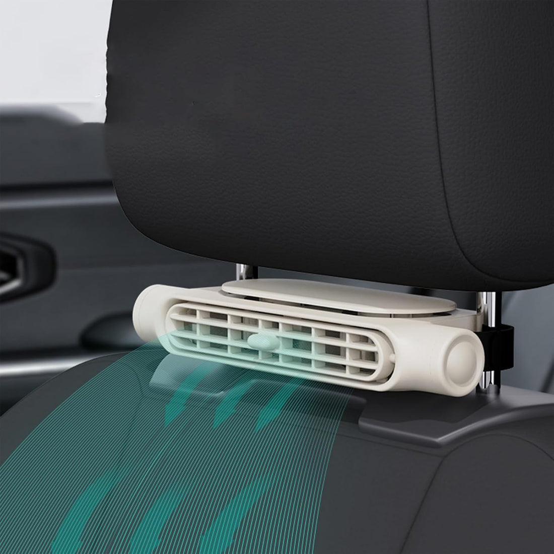 Bladloze USB-autoventilator met 3 snelheden en hoofdsteunbevestiging voor auto 0