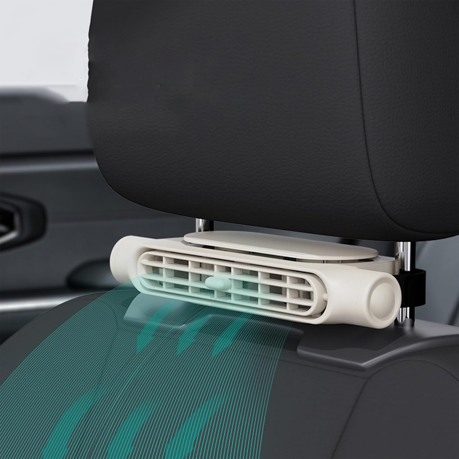 Bladloze USB-autoventilator met 3 snelheden en hoofdsteunbevestiging voor auto 0