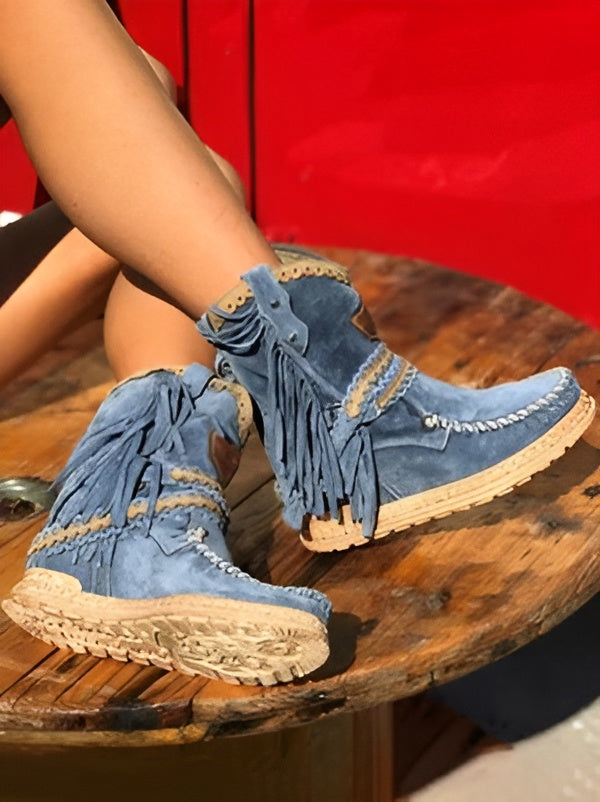Boho Laarsjes met Franje voor Dames – Suède Western Stijl met Comfort Loopzool | Sansoti 6