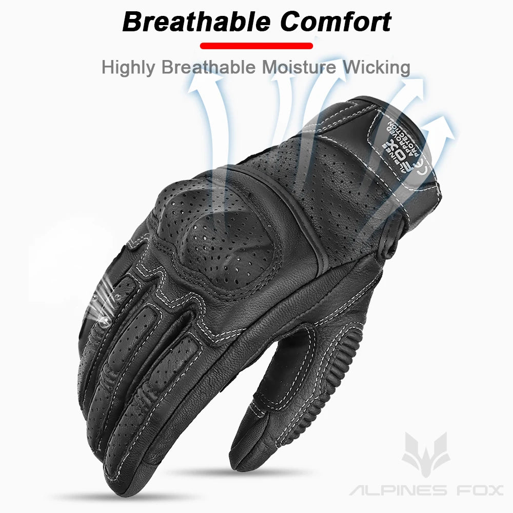 Bruine Vintage Leren Motorhandschoenen Heren met Touchscreen en Knokkelbescherming 2