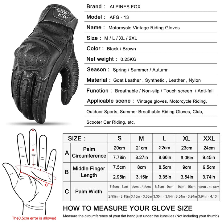 Bruine Vintage Leren Motorhandschoenen Heren met Touchscreen en Knokkelbescherming 5