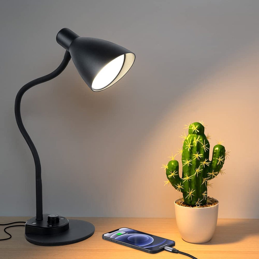 Bureaulamp LED – Dubbele led - Tafellamp zwart - Dimbare LED 0