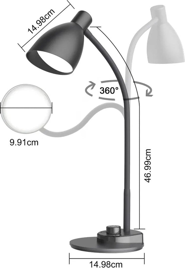 Bureaulamp LED – Dubbele led - Tafellamp zwart - Dimbare LED 3
