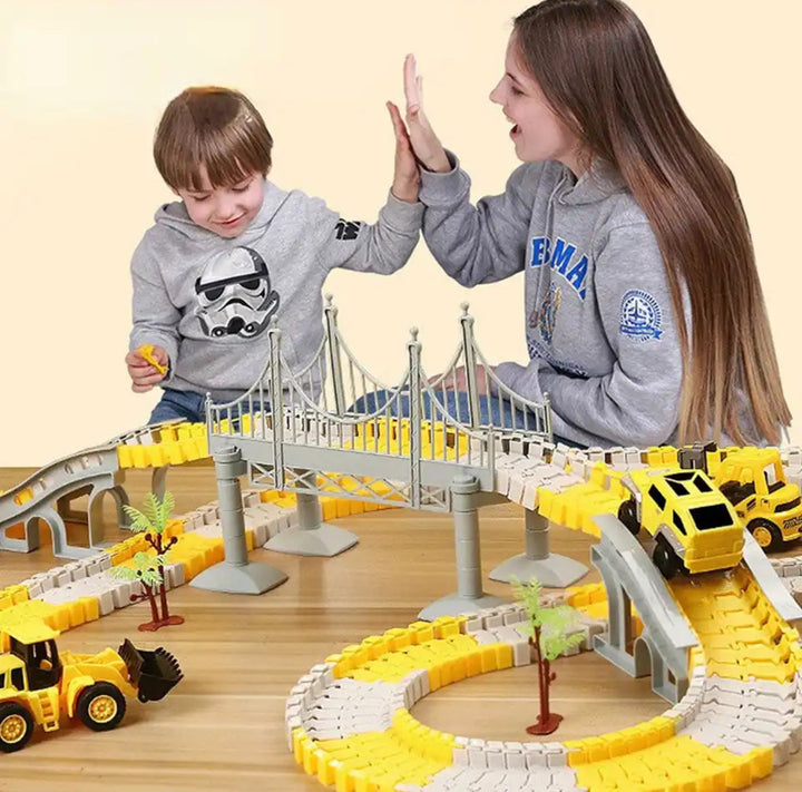 TrackLynx Flexibele XXL Bouwplaats Racebaan – Met Looping &amp; Elektrische Auto’s