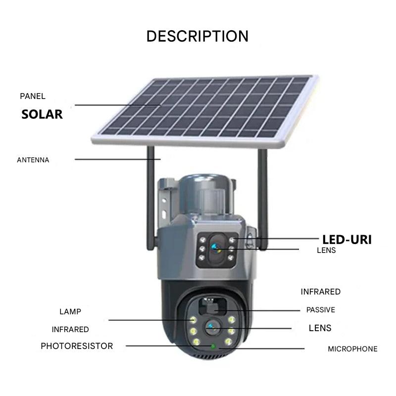 SolarisCam – câmara de segurança 4K sem fios &amp; 360° com painel solar