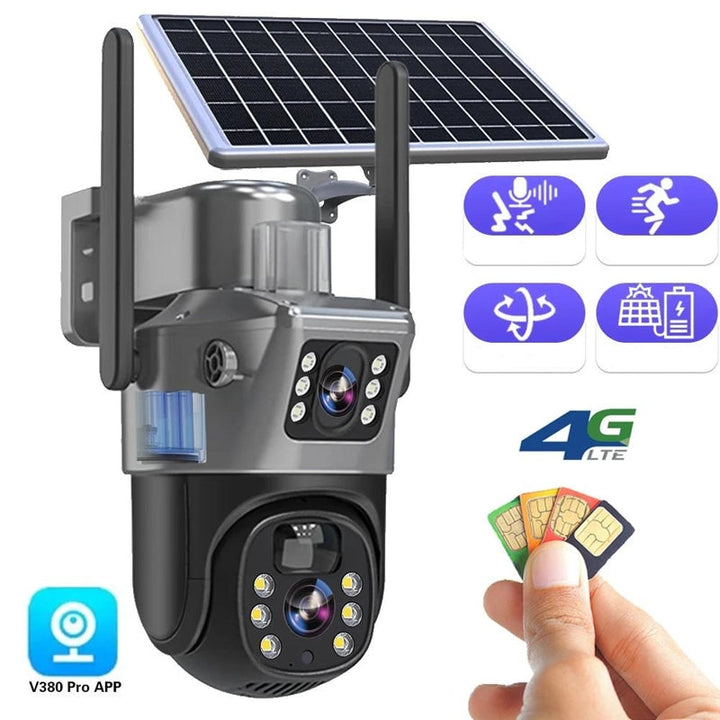 SolarisCam – câmara de segurança 4K sem fios &amp; 360° com painel solar