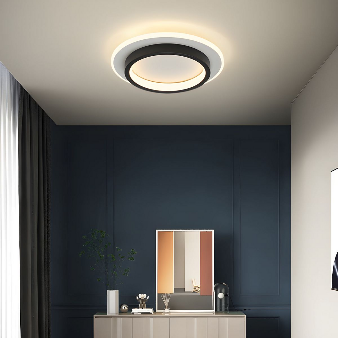 Eldaro Lámpara de techo – Lámpara de techo LED redonda de metal y acrílico con diseño moderno minimalista