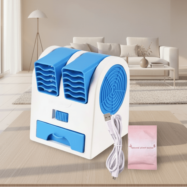 COOLBREEZE – Mini-airconditioner met USB-aansluiting, stille werking en dubbele luchtuitlaat. 1