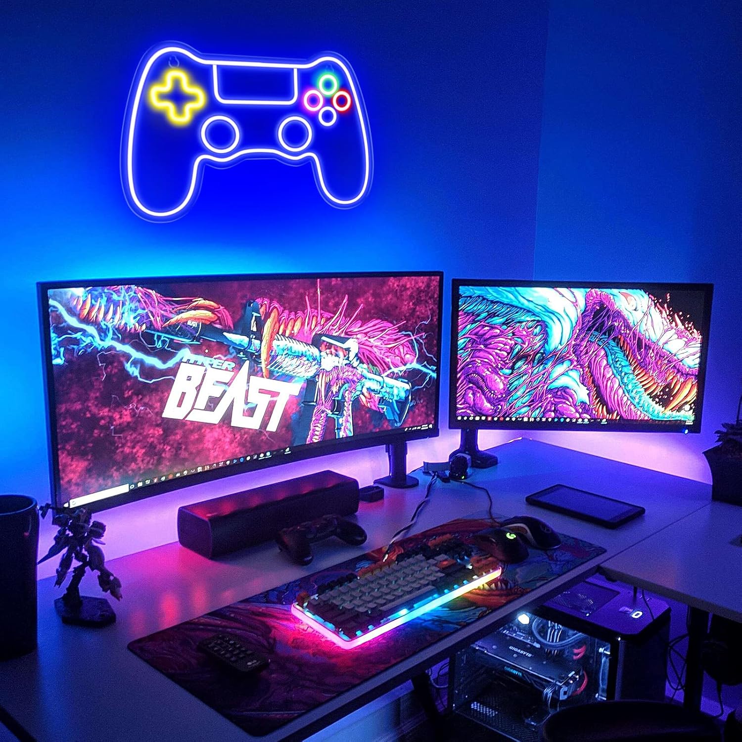 NeonPlay Gamer Neon Bord – Lampada Controller LED per Stanza da Gioco