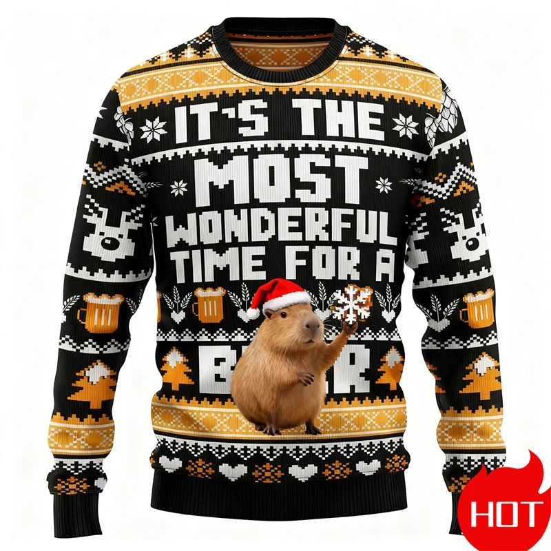 Capybara kersttrui voor mannen en vrouwen met 3D print 6