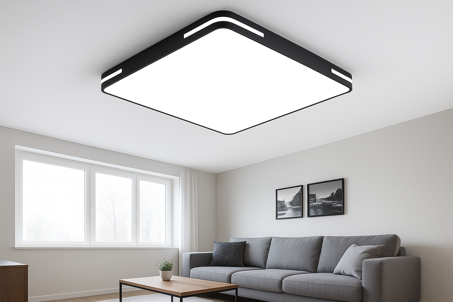 Lumora Plafondlamp – Vierkant Design met 36W LED, Helder Koelwit Licht & IP44 Bescherming