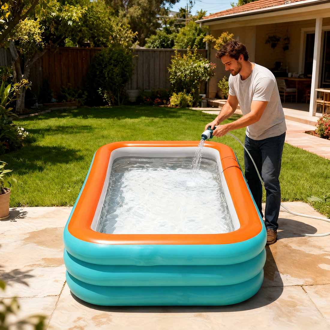 Aufblasbarer Pool – Rechteckiges Familienbecken mit 0,4 mm PVC & Ablaufventil Bolendo