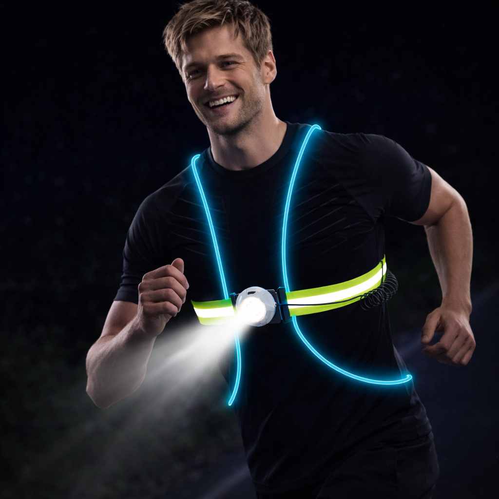 LumaVest Chaleco de seguridade – Chaleco reflectante LED para correr con alta visibilidade e deseño cómodo