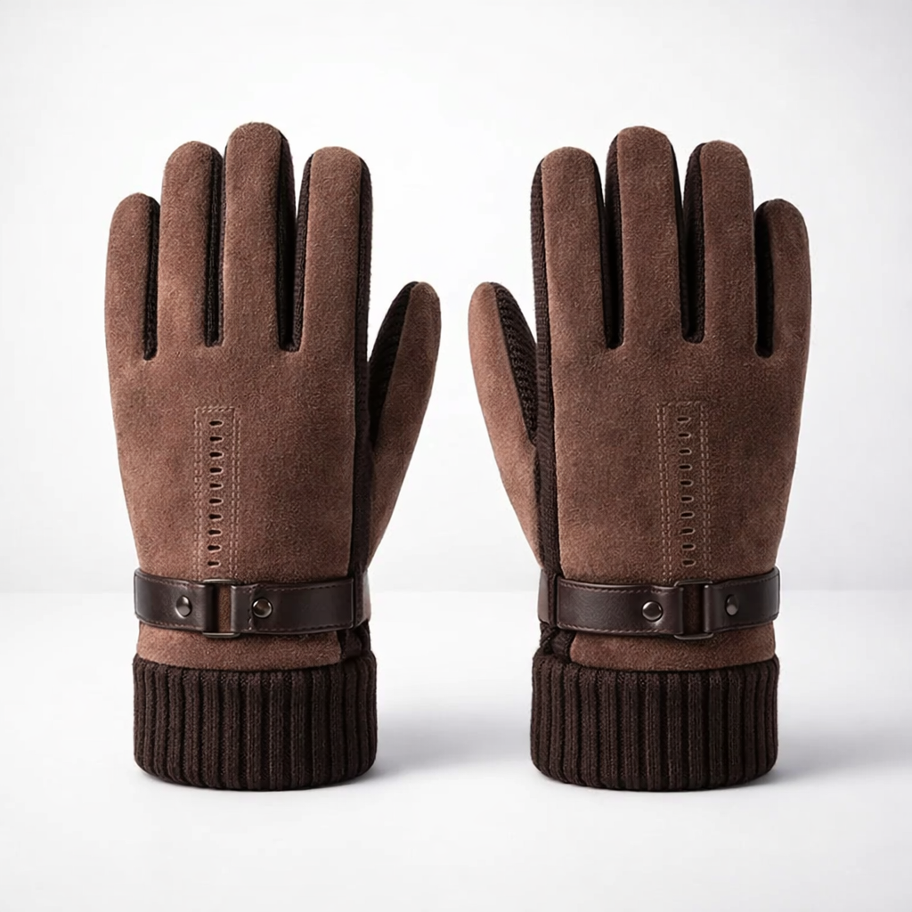 FrostEdge – Luvas de home para o inverno con forro polar e coiro – A proba de vento e quentes