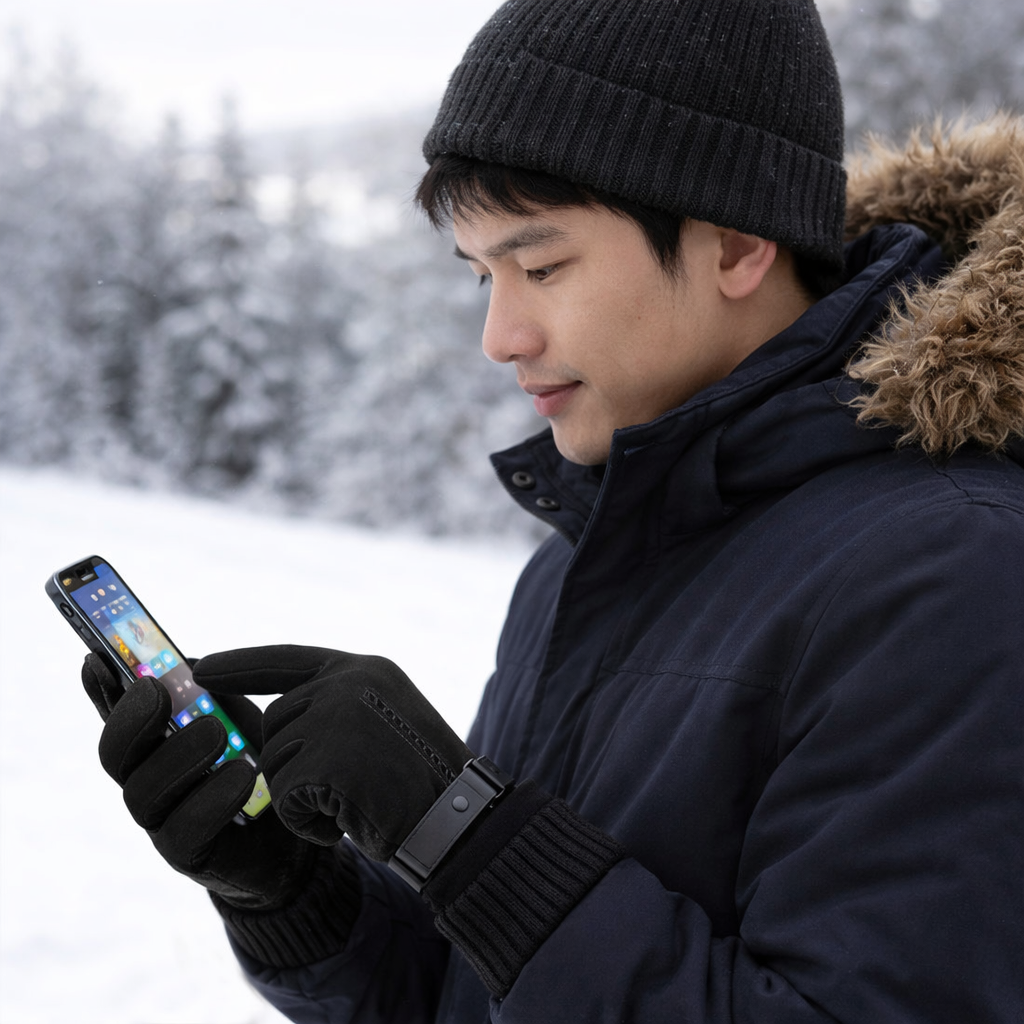 FrostEdge – Luvas de home para o inverno con forro polar e coiro – A proba de vento e quentes