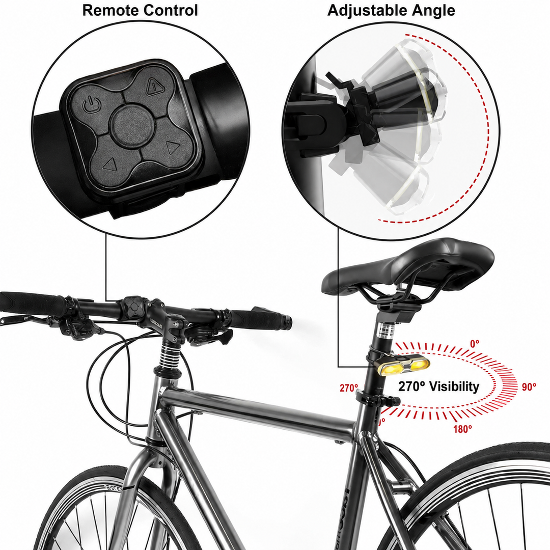 Fietsachterlicht – Richtingaanwijzers, Afstandsbediening &amp; USB Vestragear