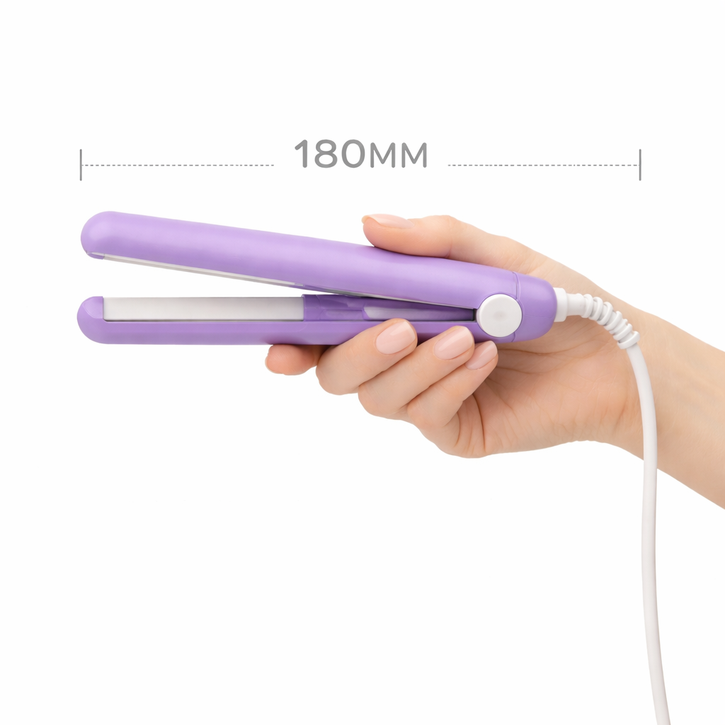 Mini modelador de cabelo – 2 em 1 ferro de caracóis e alisador cerâmico para levar consigo