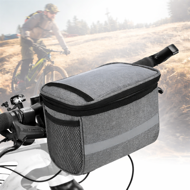 Bolsa de manillar aislada para bicicleta – Poliéster 600D, tira reflectante y ventana de PVC