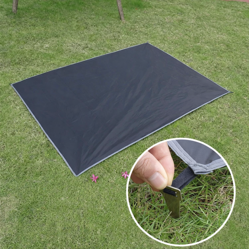 Waterdicht Grondzeil Camping – Ultralicht Picknickkleed met Haringen & Opbergtas Vestragear