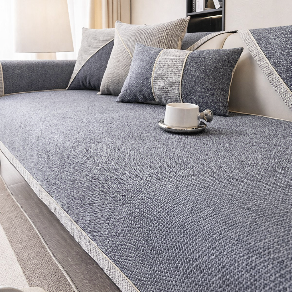 Bankhoes – Ademend katoen-linnen, antislip onderzijde &amp; modulaire pasvorm