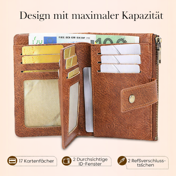 Portafoglio a tre ante con blocco RFID per donne – design elegante, capiente e sicuro