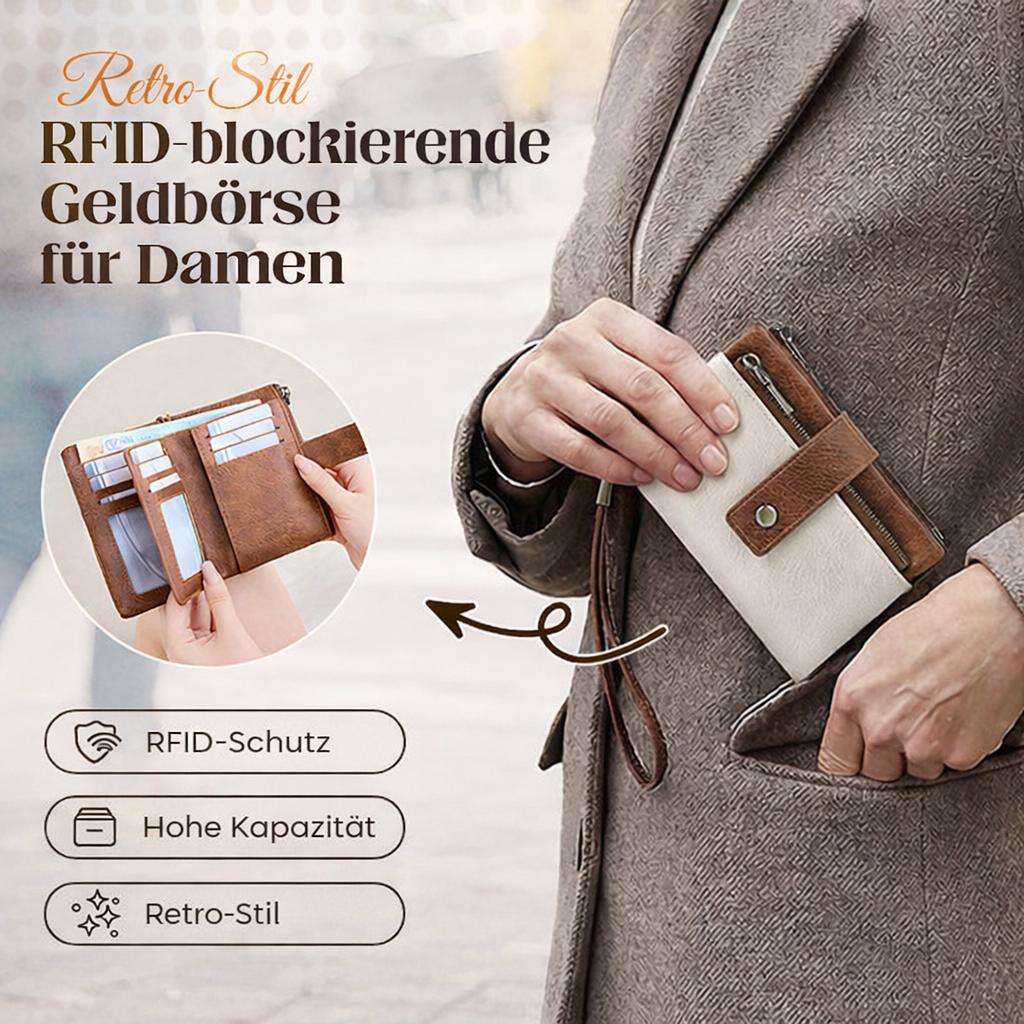 Portafoglio a tre ante con blocco RFID per donne – design elegante, capiente e sicuro
