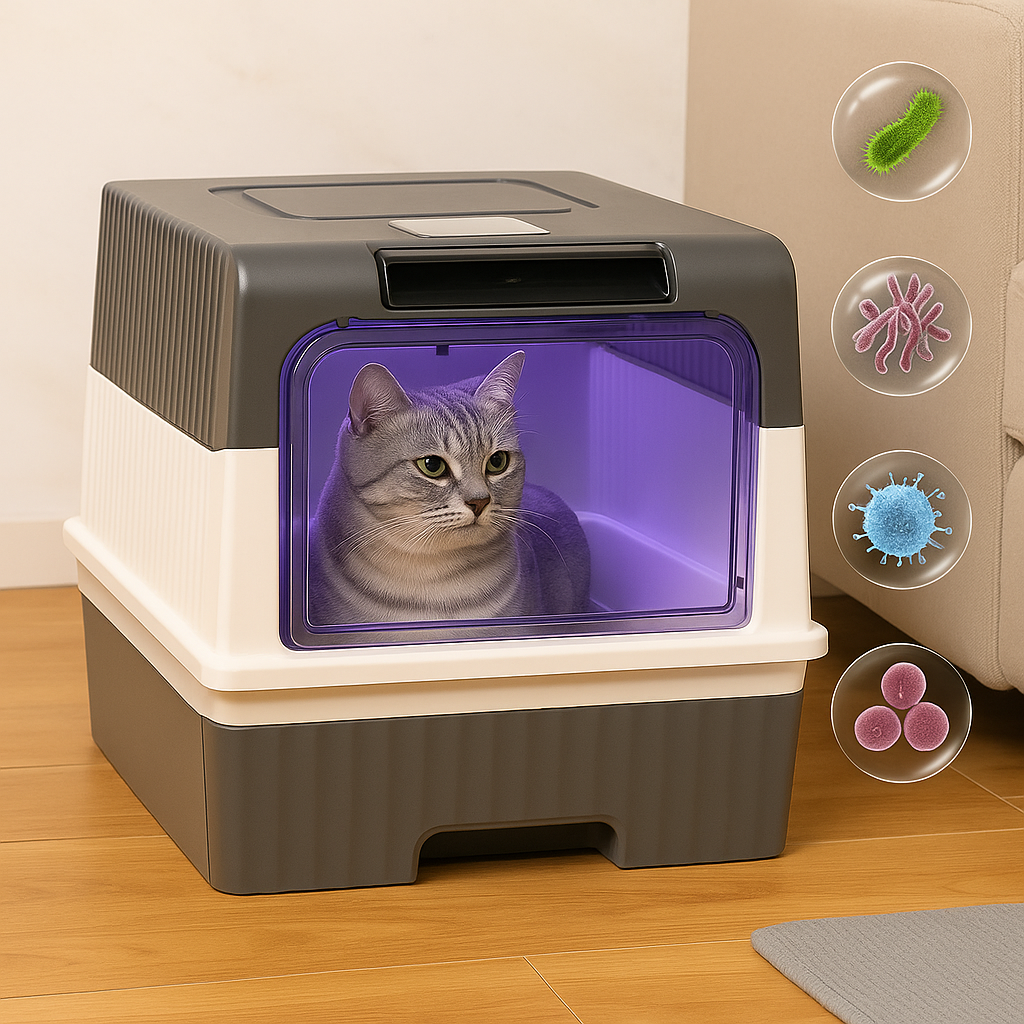 PurrLuxe – Arenero automático para gatos con esterilización UV y autolimpieza