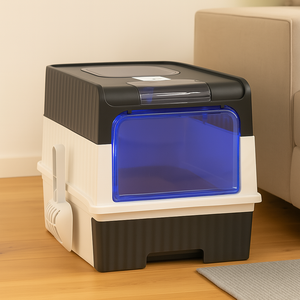 PurrLuxe – Arenero automático para gatos con esterilización UV y autolimpieza