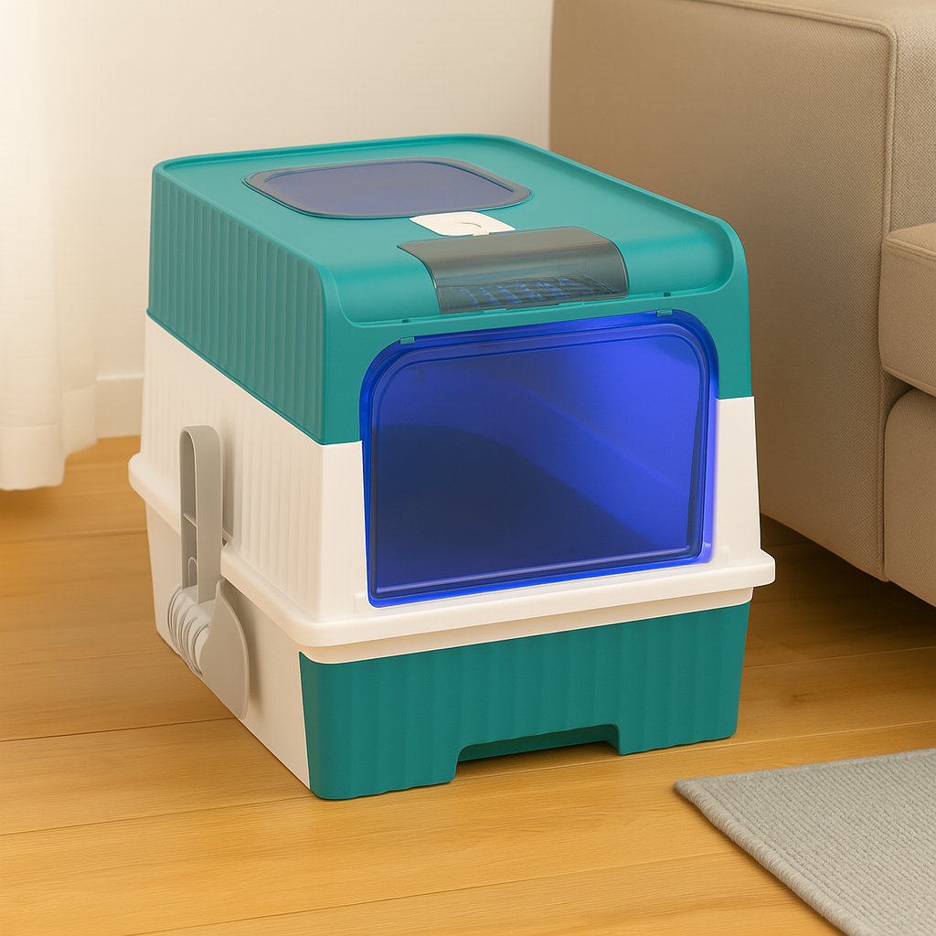 PurrLuxe – Arenero automático para gatos con esterilización UV y autolimpieza