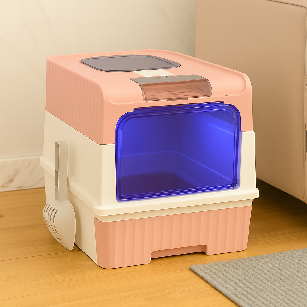 PurrLuxe – Arenero automático para gatos con esterilización UV y autolimpieza