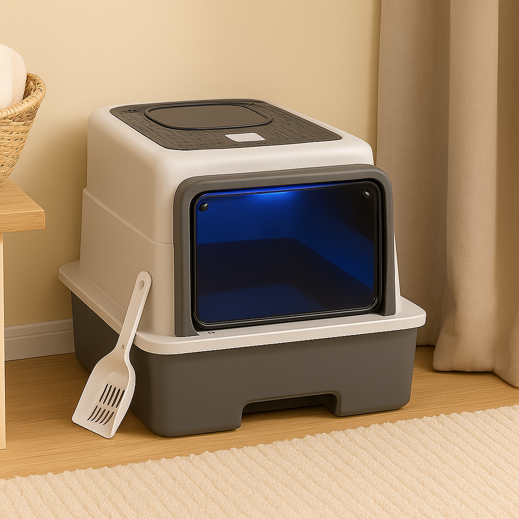 PurrLuxe – Arenero automático para gatos con esterilización UV y autolimpieza