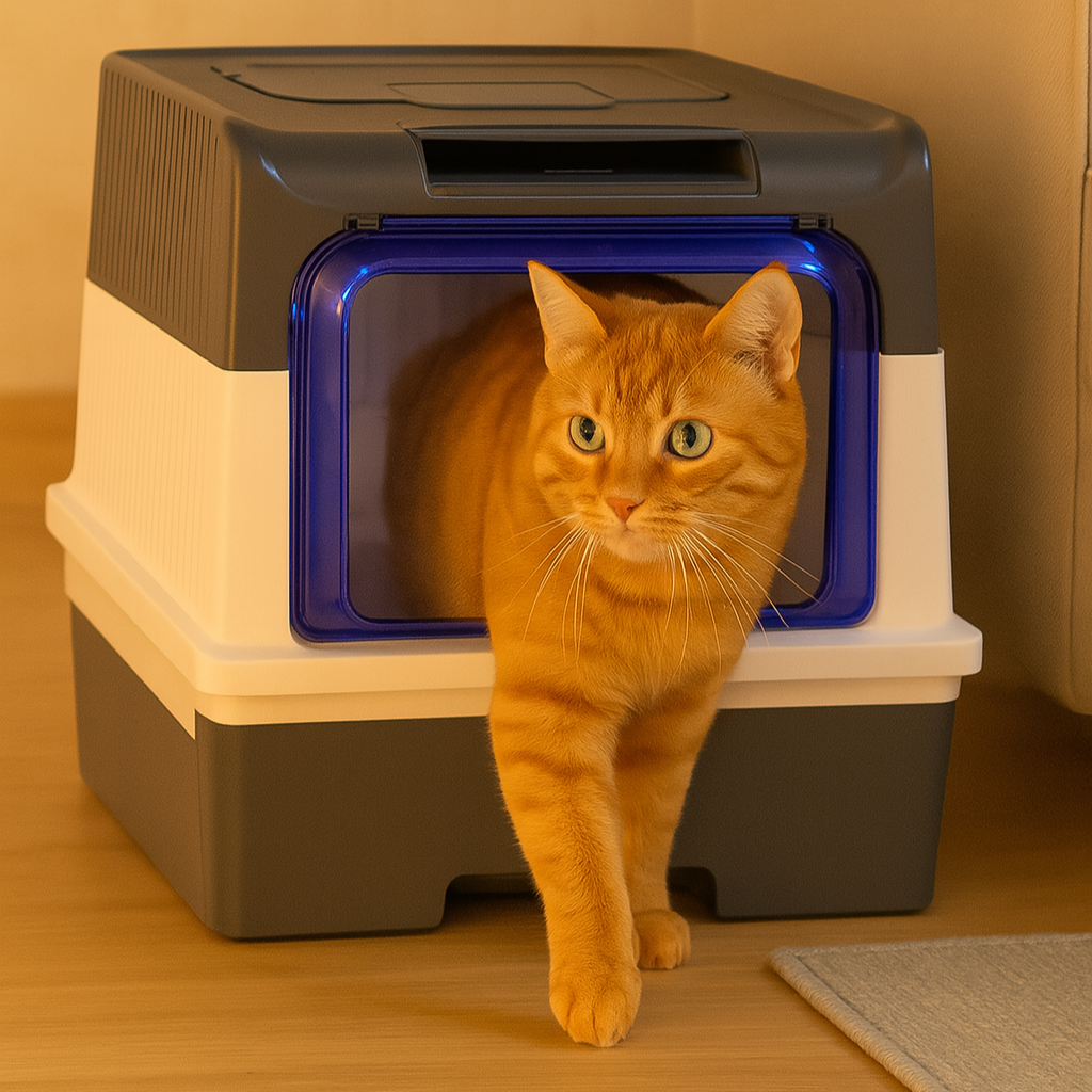 PurrLuxe – Arenero automático para gatos con esterilización UV y autolimpieza