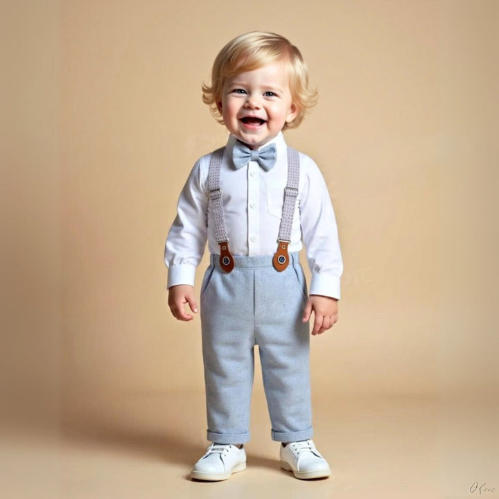 Chic Jongenspak 3-delig – Blauw Overhemd, Gilet en Broek met Strikje 13