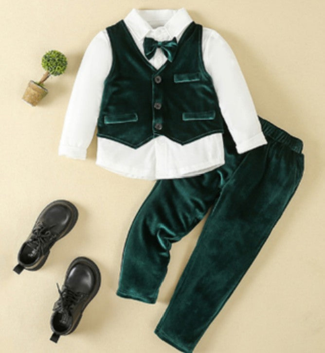 Chic Jongenspak 3-delig – Blauw Overhemd, Gilet en Broek met Strikje 15